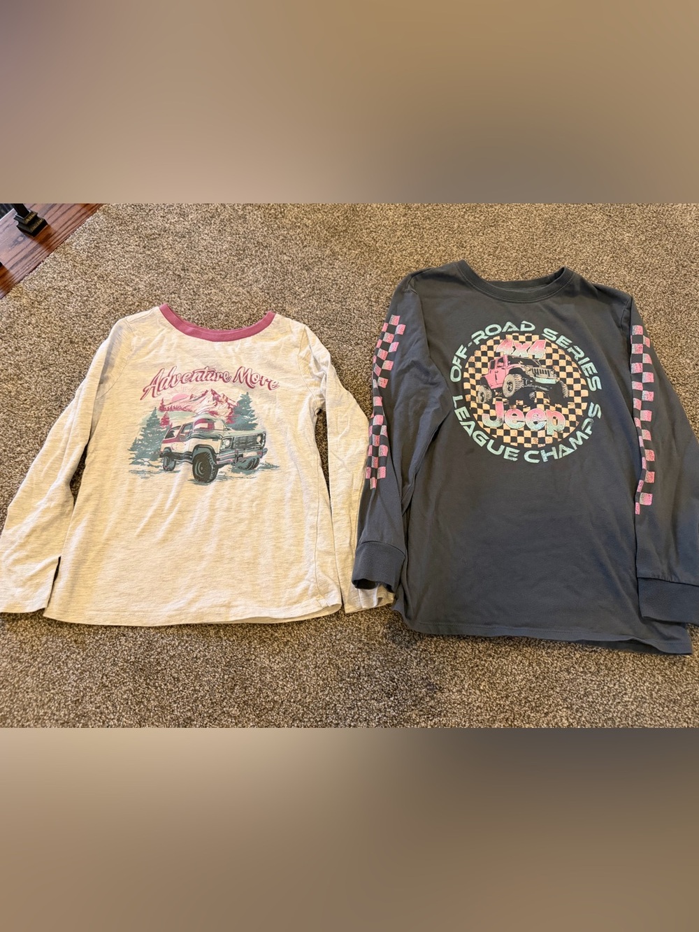 Kids Long-Sleeve Bronco & Jeep long sleeve tees - Pink & Gray